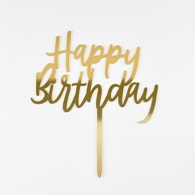 Happy Birthday Cake Topper - Gold - Wish Upon a Star Celebrations and Gifts